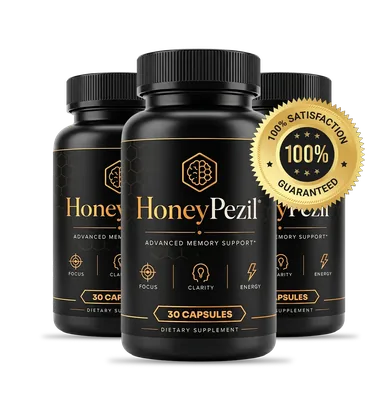 HoneyPezil bottles with the 60-day money-back guarantee seal